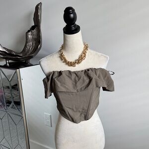 Forever 21 Ruffled ash Brown Crop Top